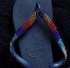 Hand Beaded Brazilian Havaianas Blue Flip Flops - 41/42 (Blue21)