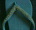 Hand Beaded Brazilian Havaianas Teal Flip Flops - 43/44  (Teal23)