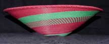 African Zulu Telephone Wire Fruit Platter Basket - Green and Red (101lfb11)