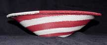 African Zulu Telephone Wire Fruit Platter Basket - Red and White (101sfb5)