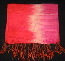 Nubby Heavyweight Thai Raw Silk Varigated Fuschia Orange Shawl