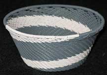 African Zulu Small Telephone Wire Basket/Bowl - Grey Skies