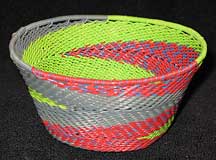 African Zulu Small Telephone Wire Basket/Bowl - Lime/Melon Fantasy