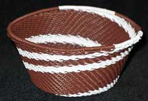 African Zulu Small Telephone Wire Basket/Bowl - Double Cream Coco