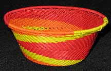 African Zulu Small Telephone Wire Basket/Bowl - Orange Lemonade