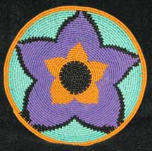 Small African Zulu Telephone Wire Plate/Basket - Purple Flower