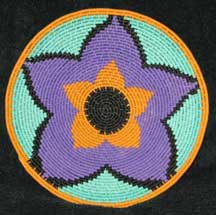 Small African Zulu Telephone Wire Plate/Basket - Purple Flower