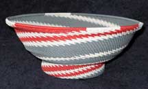 African Zulu Large Telephone Wire Bowl/Basket with Pedestal Base (1007ptwb1)