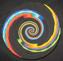Extra Large African Zulu Telephone Wire Basket/Platter - Rainbow Black Knit