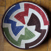 Hand Coiled African Rwanda Basket - Zig-Zags