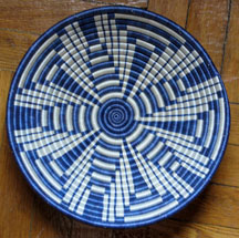 Hand Coiled African Rwanda Basket - Delft Blues