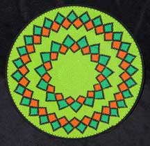 Tall African Zulu Telephone Wire Art Plate Basket - Neon Green Geometric