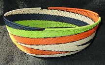 African Zulu Large Telephone Wire Bowl/Basket - Boating Colors