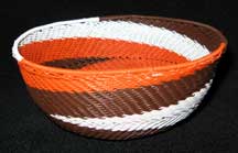 Medium African Zulu Telephone Wire Basket/Bowl - Feathers