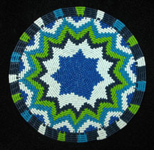Small African Zulu Telephone Wire Basket/Plate - Blues Greens #3