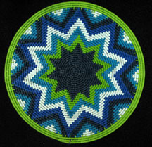 Small African Zulu Telephone Wire Basket/Plate - Blues Greens #4