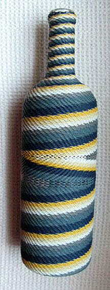 African Zulu Telephone Wire Covered Recycled Bottle - Nautical