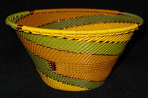 Medium African Zulu Telephone Wire Cone Basket/Bowl - Sun Flowers