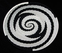 OVAL African Zulu Telephone Wire Basket/Bowl - Black White Reverse