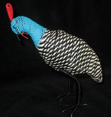 African Zulu Telephone Wire Animal Basket - Guinea Hen