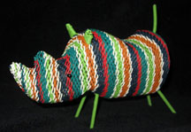 African Zulu Telephone Wire Animal Basket - Green Ear Rhino