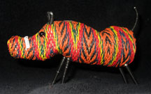 African Zulu Telephone Wire Animal Basket - Bright Warthog