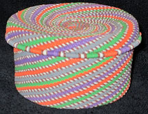 African Zulu Telephone Wire Covered Box Basket - Purple Haze