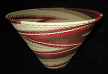 Zulu African Cone Shaped Telephone Wire Basket/Bowl - Shifting Sands