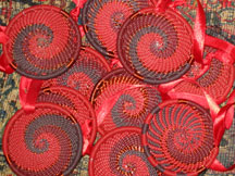Set of Three (3) African Zulu Telephone Wire Basket Ornaments - Red Wine