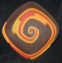 Square African Zulu Telephone Wire Basket/Bowl - Golden Autmn