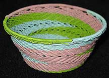 Small African Zulu Telephone Wire Basket/Bowl - Soft Pastels