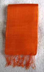 Handmade Thai Raw Silk Bright Tangerine Shawl