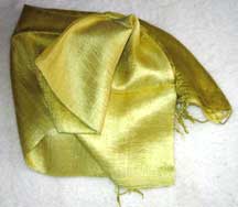 Thai Raw Silk Two Tone Shawl - Golden Olive