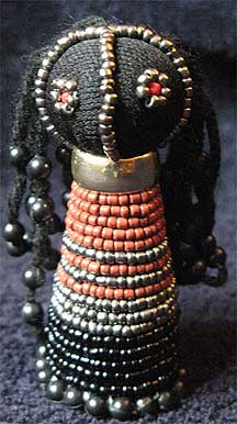 Handbeaded African Zulu Ndebele Doll - Brown/Grey/Black