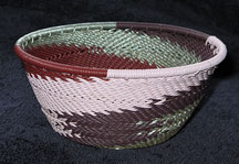 Small African Zulu Telephone Wire Basket/Bowl - Silver Burgundy