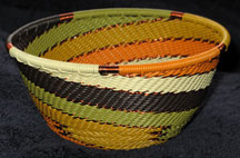Small African Zulu Telephone Wire Basket/Bowl - Prairie Grasses