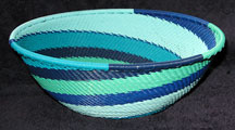 Medium African Zulu Telephone Wire Basket/Bowl  - Blue Seas