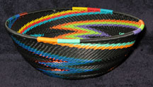 Medium African Zulu Telephone Wire Basket/Bowl  - Electric