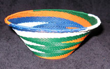 Medium African Zulu Telephone Wire Basket/Bowl  - Grand Zig-Zag