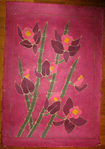 Thai Batik Print on Handmade SAA Paper - Flower #11