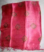 Tie Dyed Raw Thai Silk Shawl - Rose with Brown Diamonds