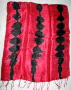 Handmade Tie Dyed Raw Thai Silk Scarf - Red/Black