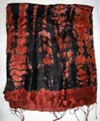 Handmade Tie Dyed Raw Thai Silk Scarf - Brown/Black