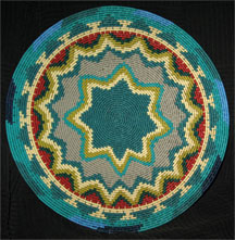 African Zulu Telephone Wire Plate/Basket - Turqouise Star