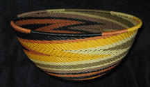 Large African Zulu Telephone Wire Basket/Bowl - Earth Tones #2