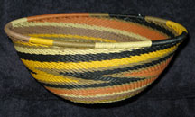 Medium African Zulu Telephone Wire Basket/Bowl  - Earth Tones #4