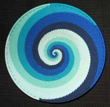 Small African Zulu Telephone Wire Basket/Platter - Blue Skies