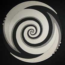 Extra Large African Zulu Telephone Wire Basket/Platter - Black/White Peace