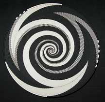 Extra Large African Zulu Telephone Wire Basket/Platter - Black/White Energy