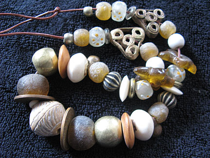 Worldesigns Incorporated Handmade Recycled Glass African Trade Bead Necklace Neutral